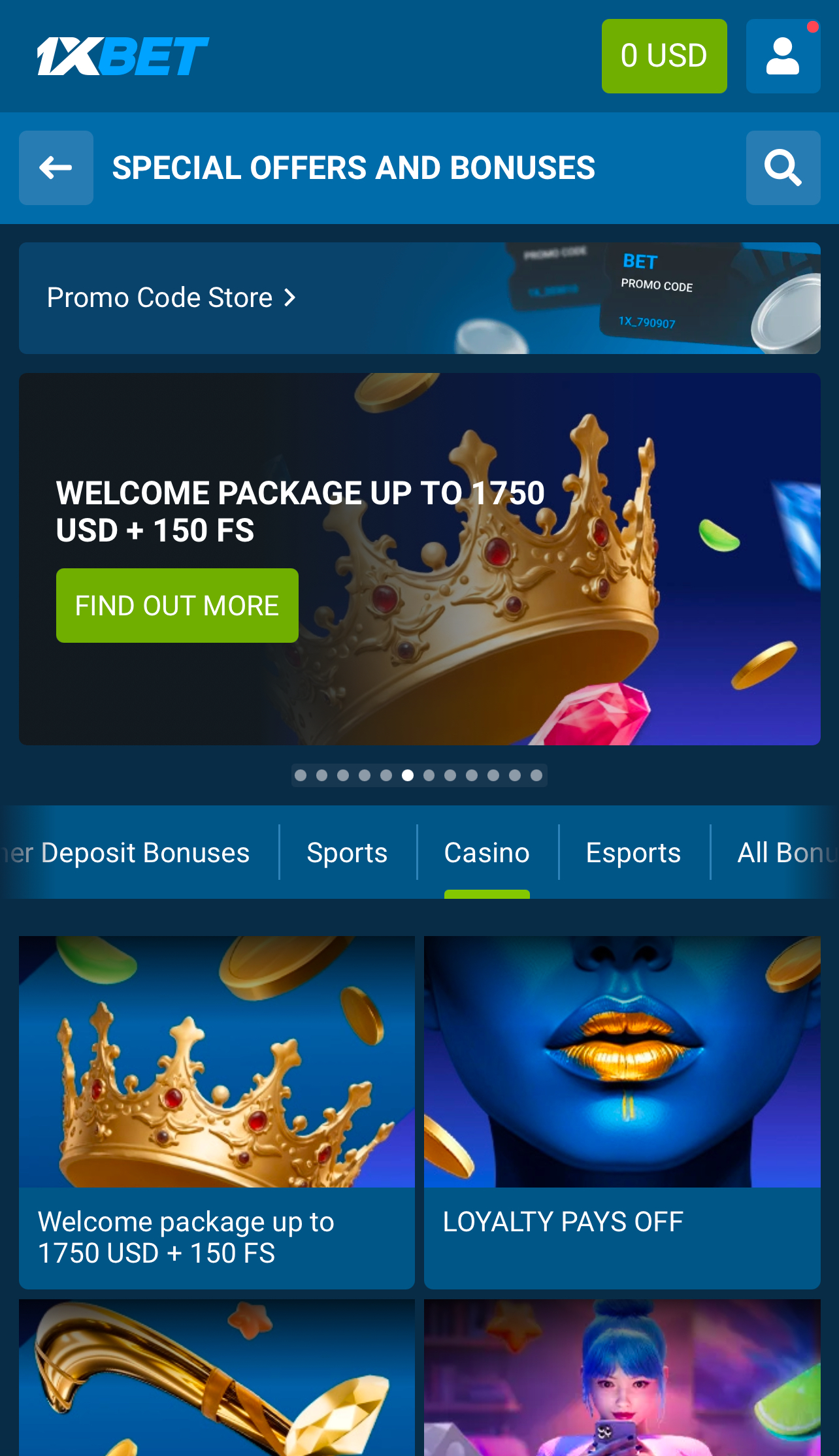 1xBet 促销活动