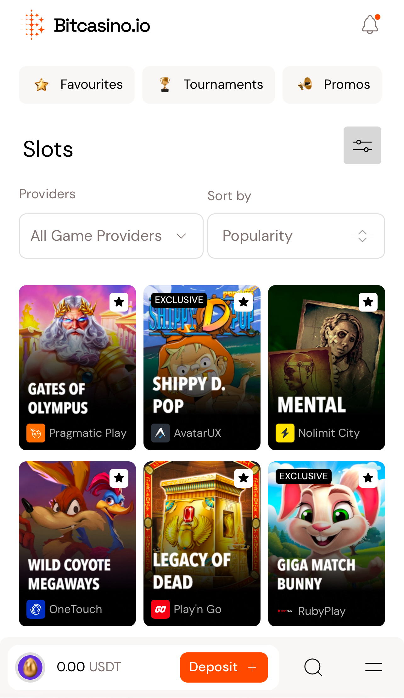 BitCasino.io 游戏