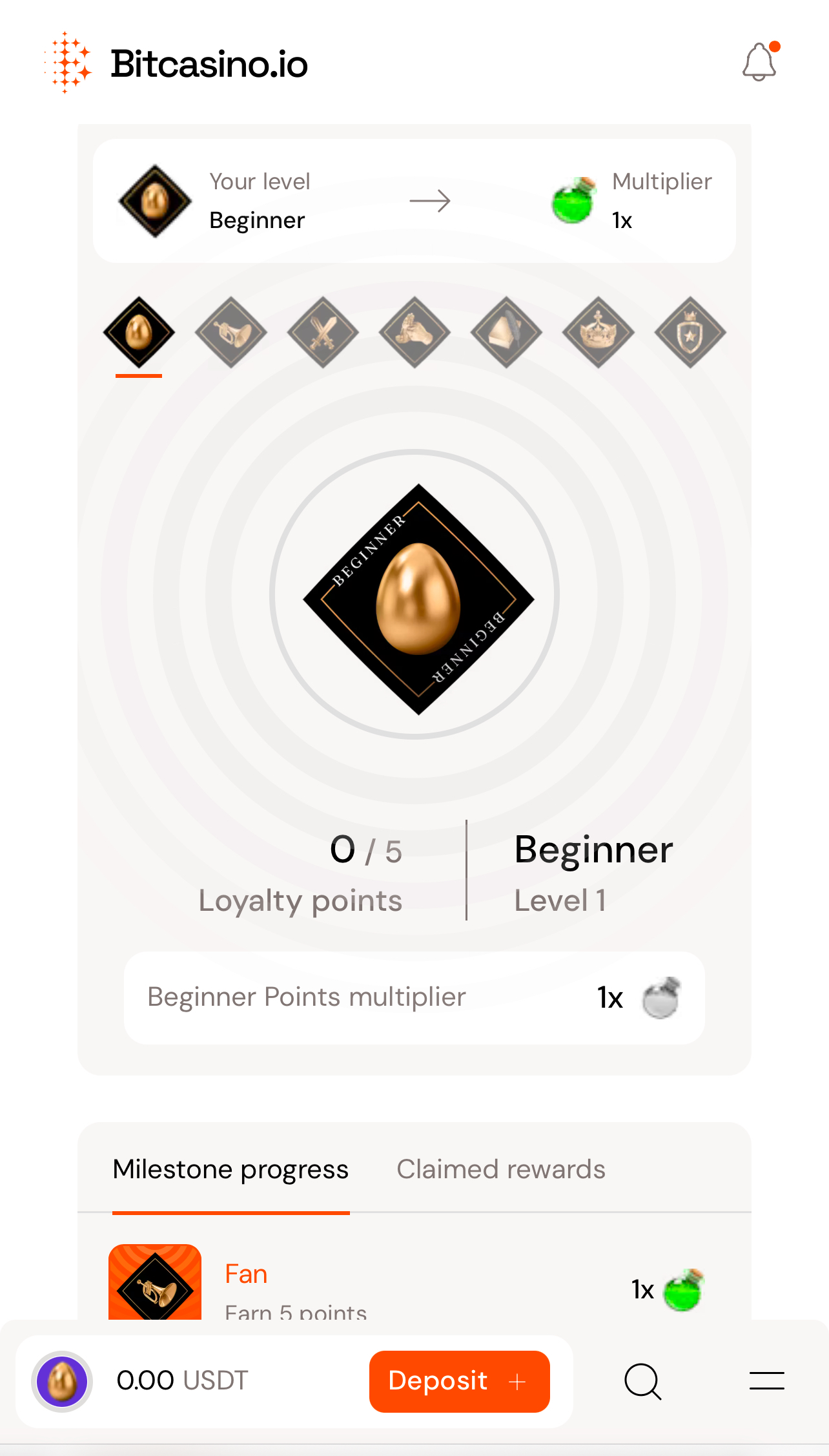 Bitcasino.io 忠诚俱乐部