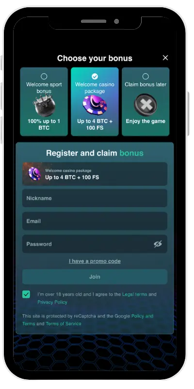 Vave 赌场注册截图 2